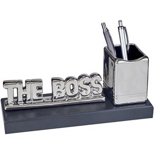 פסל  "הבוס" THE BOSS  עם כוס לעטים כסוף מבריק  30 ס"מ.