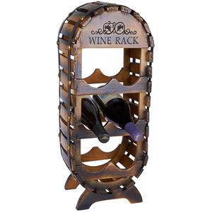 ארון בר WINE RACK לשישה בקבוקי יין בצורת חבית, גובה: 50 ס
