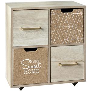 קופסאת עץ HOME SWEET HOME ארבע מגרות. 22x25x12 ס"מ.