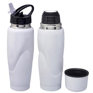 סט HOT&COLD טרמוס מתכת לבן 800cc + בקבוק ספורט  מתכת לבן 400cc